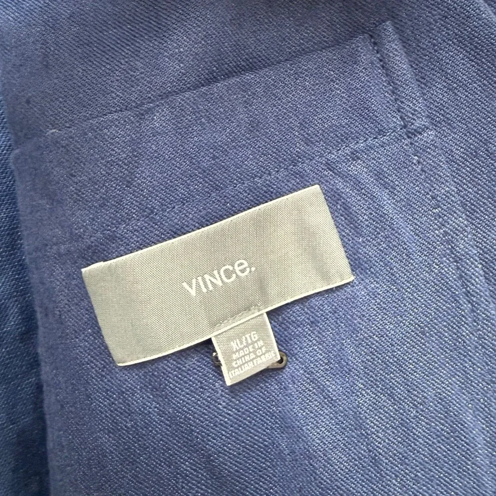 Vince Mens Navy Blue Linen Cotton Blend‎ 2-Button Blazer Jacket XL M1272-4150